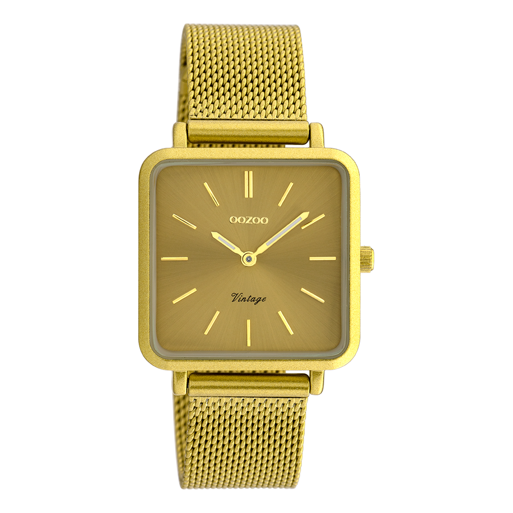 Mustard yellow OOZOO watch with metal mesh bracelet - C20010