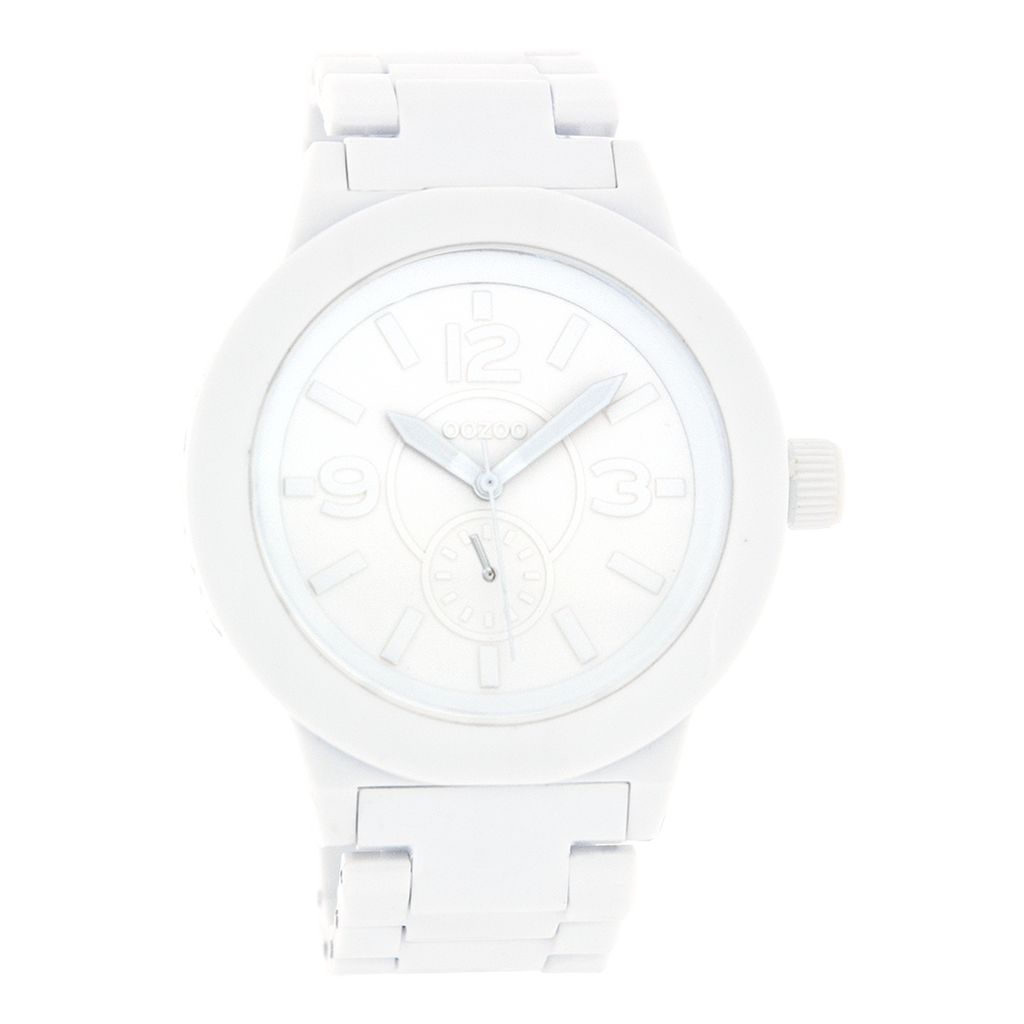 White OOZOO watch with white plastic watch strap - C4115