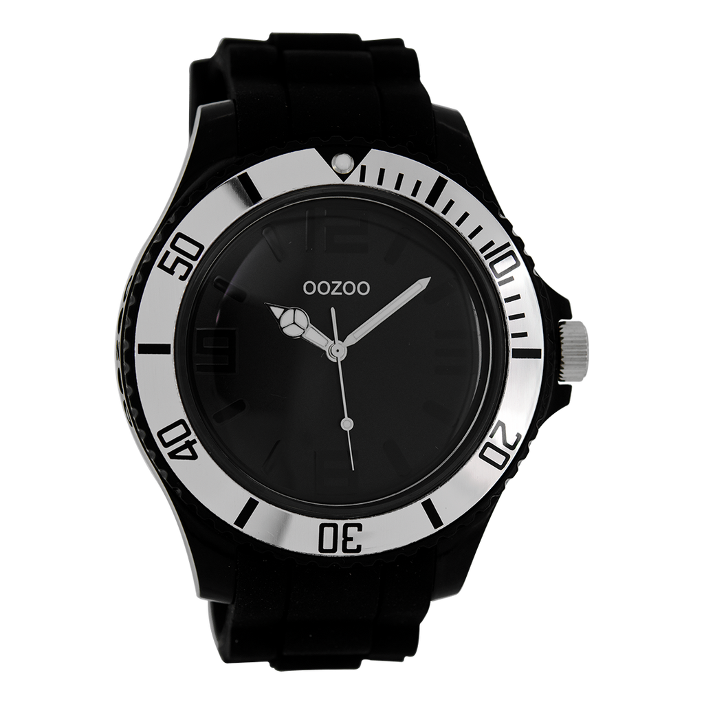 Black OOZOO watch with black rubber strap - C4169