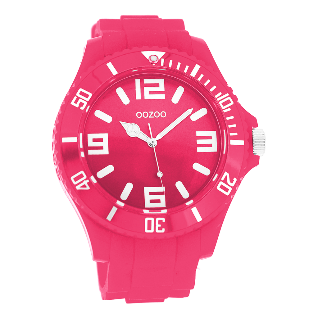 Fluo pink OOZOO watch with fluo pink rubber strap - C4285