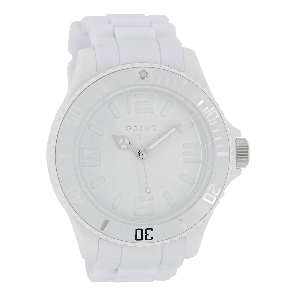 White OOZOO watch with white rubber strap - C4341