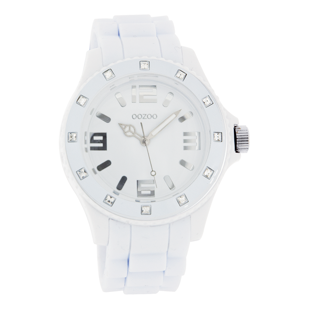 White OOZOO watch with white rubber strap - C4356