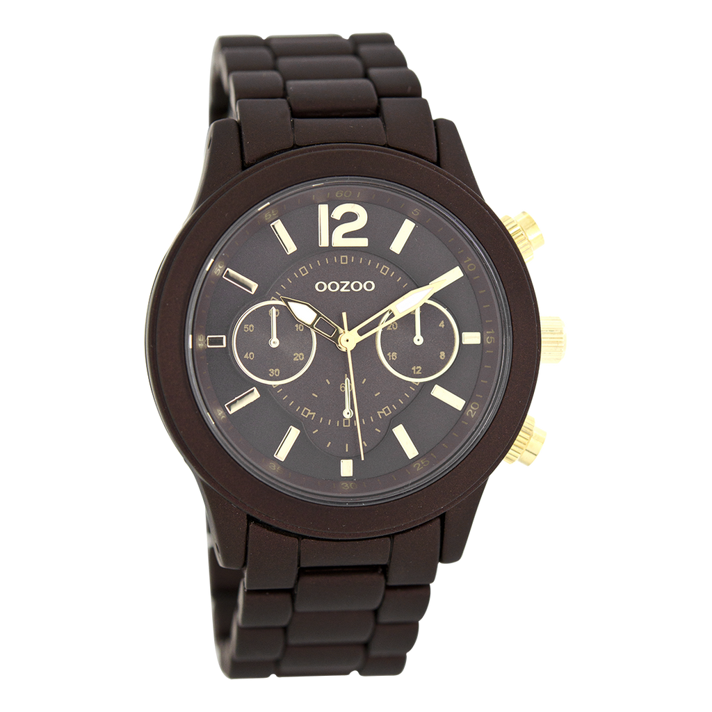 Dark brown OOZOO watch with dark brown stainless steel bracelet - C5764