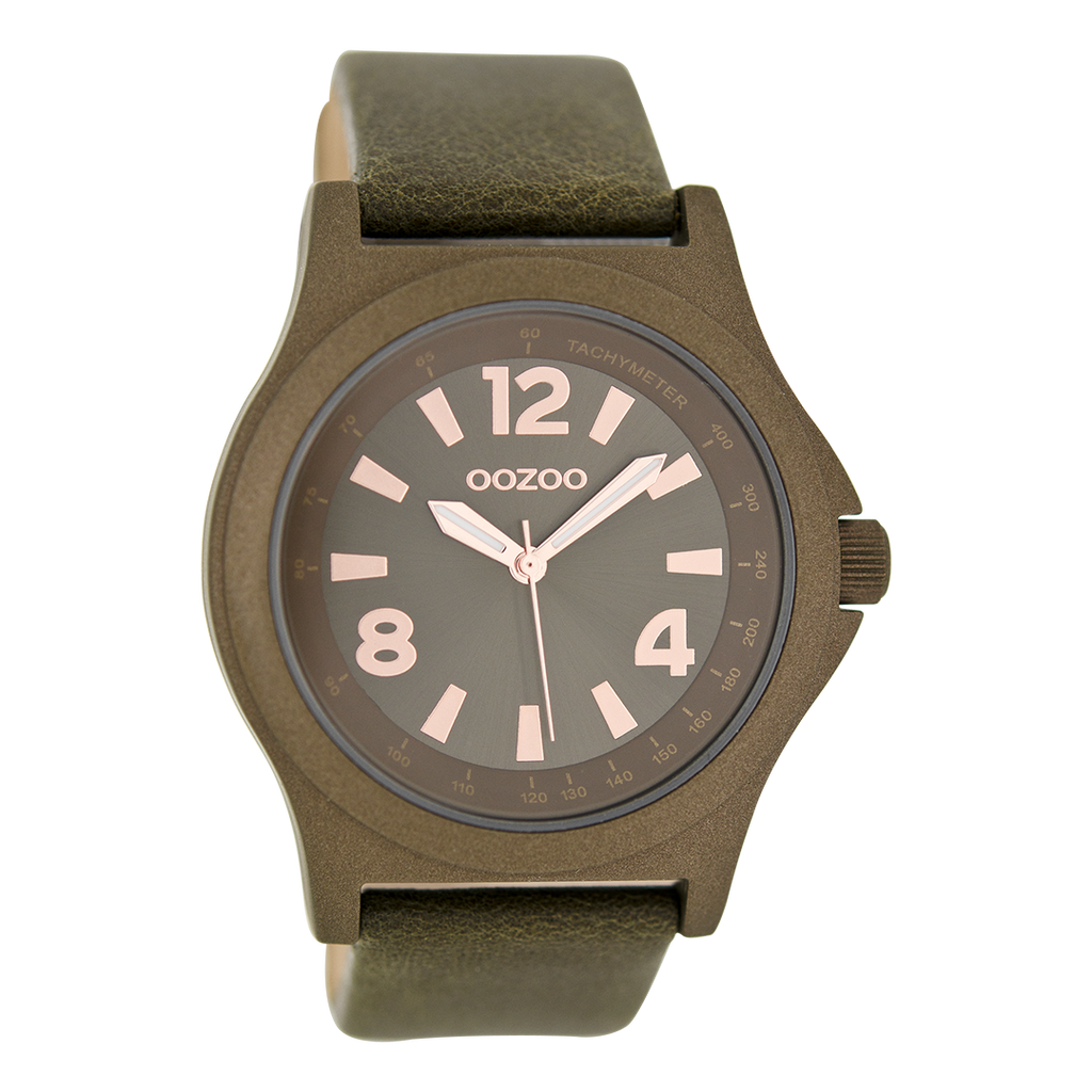 Taupe OOZOO watch with taupe leather strap - C6878