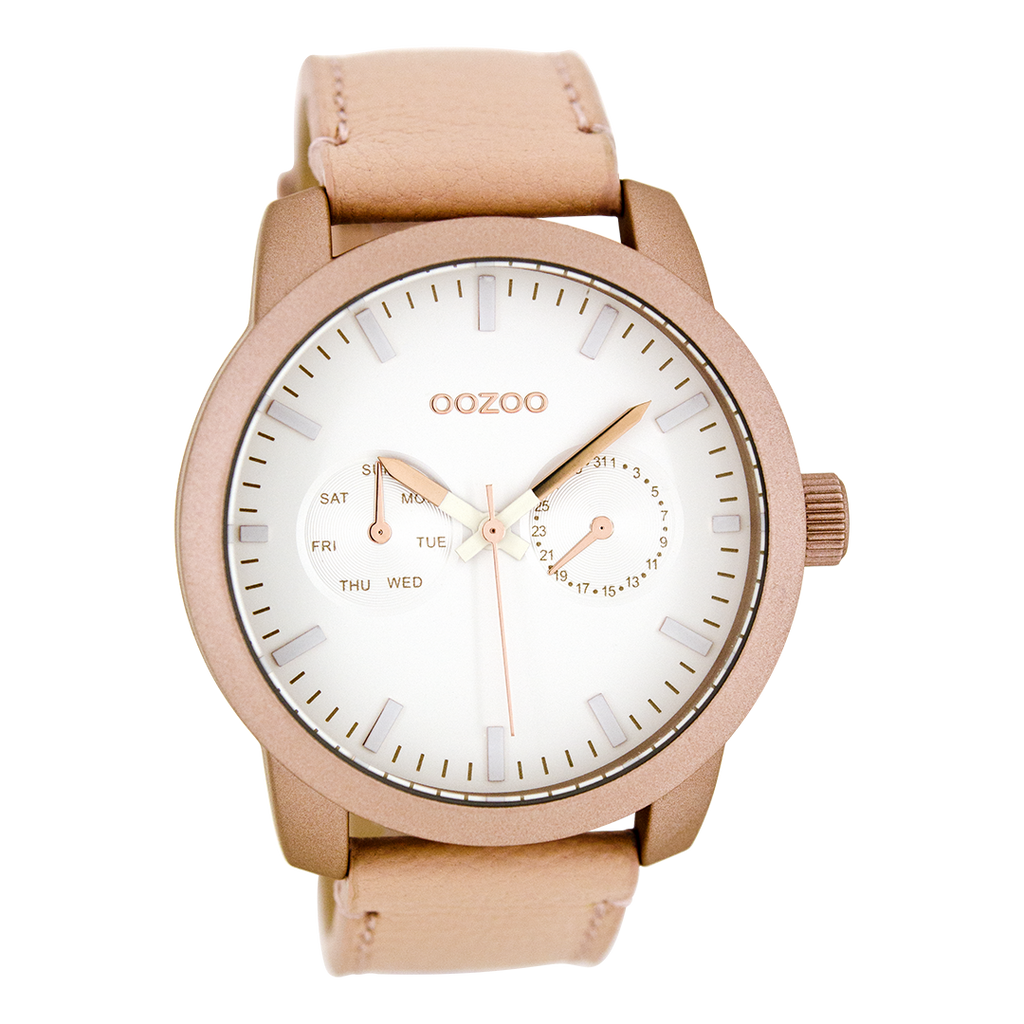 Powder pink OOZOO watch with powder pink leather strap - C8256