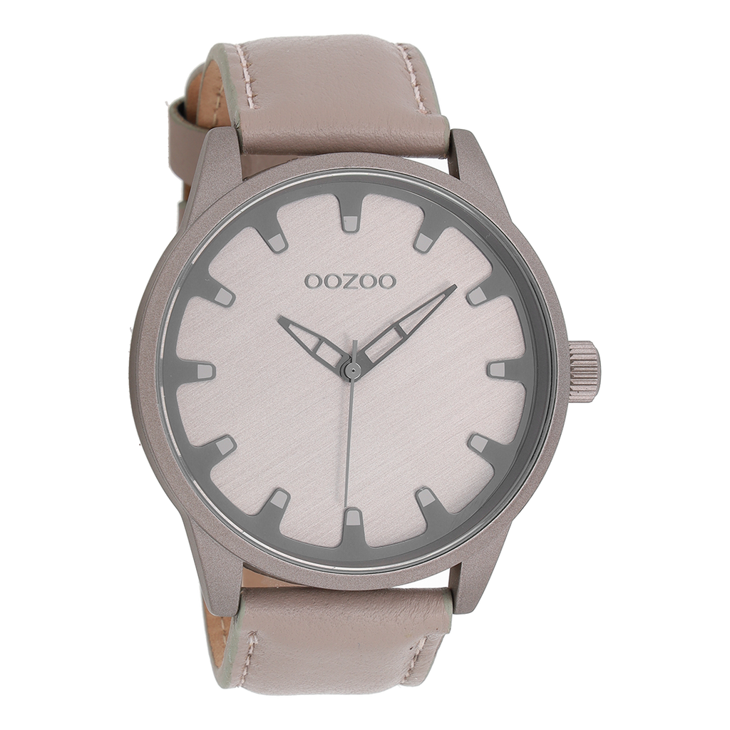 Taupe OOZOO watch with taupe leather strap - C8546