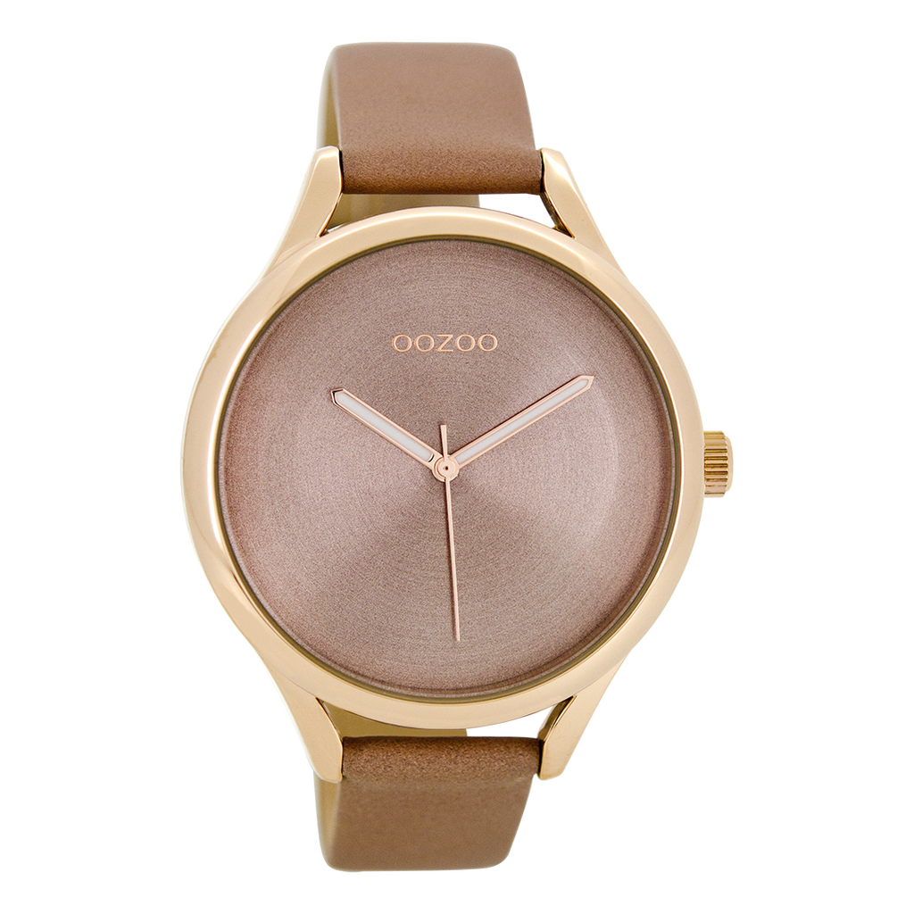 Rose gold coloured OOZOO watch with soft pink leather strap - C8632