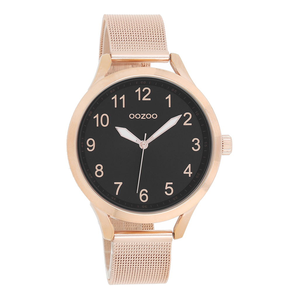 Rose gold coloured OOZOO watch with rose gold coloured metal mesh bracelet - C9119