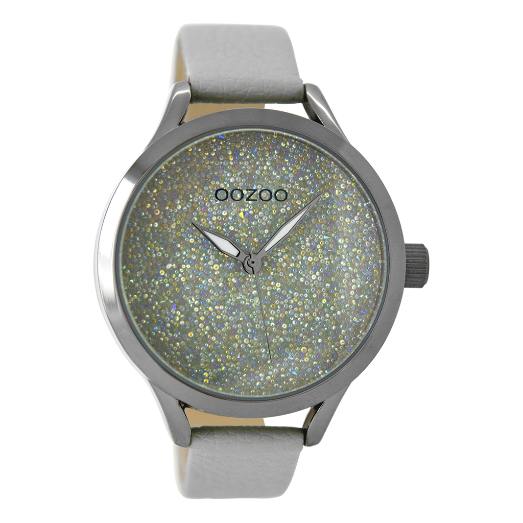 Titanium OOZOO watch with stone grey leather strap - C9125