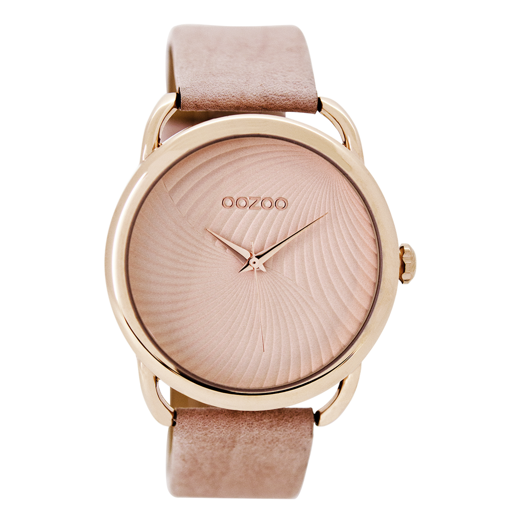 Rose gold coloured OOZOO watch with pink grey  leather strap - C9161