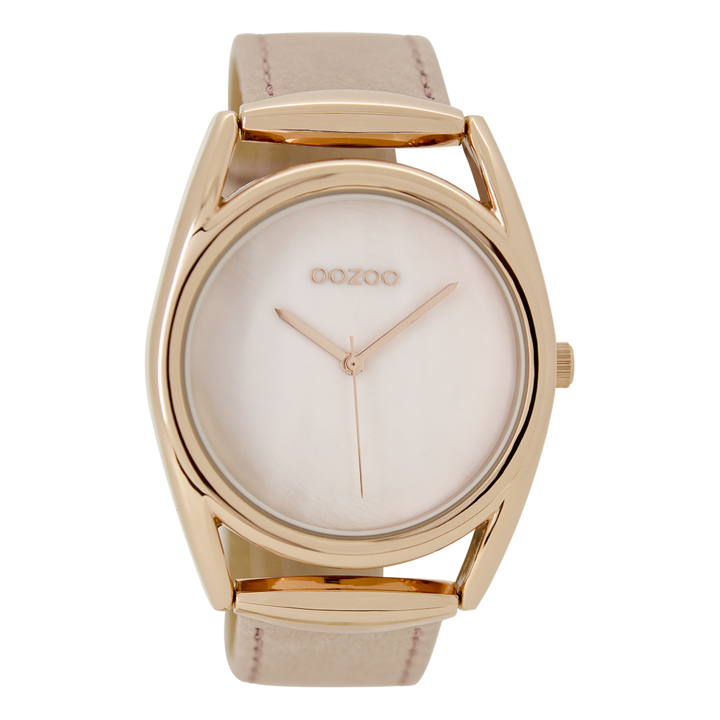 Rose gold coloured OOZOO watch with powder pink leather strap - C9166