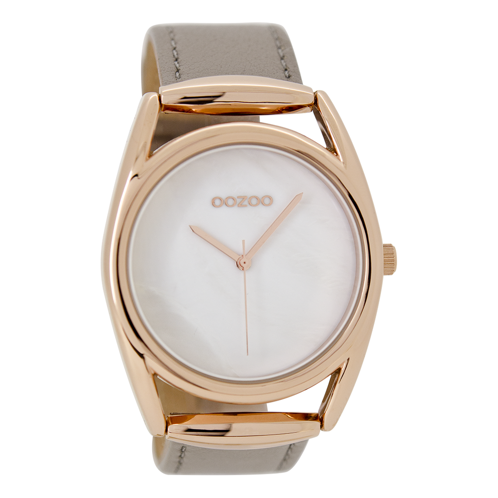 Rose gold coloured OOZOO watch with taupe leather strap - C9168