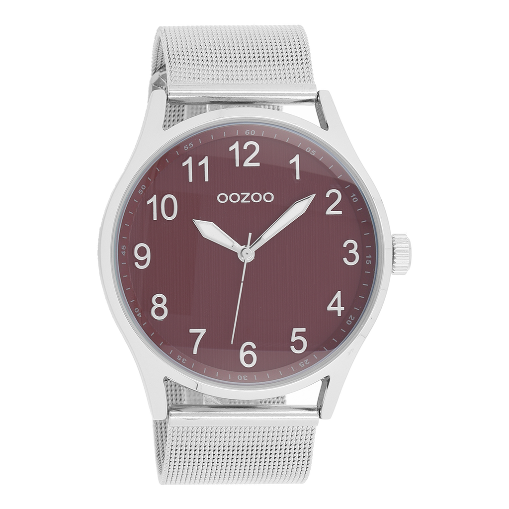 Silver coloured OOZOO watch with silver coloured metal mesh bracelet - C9517