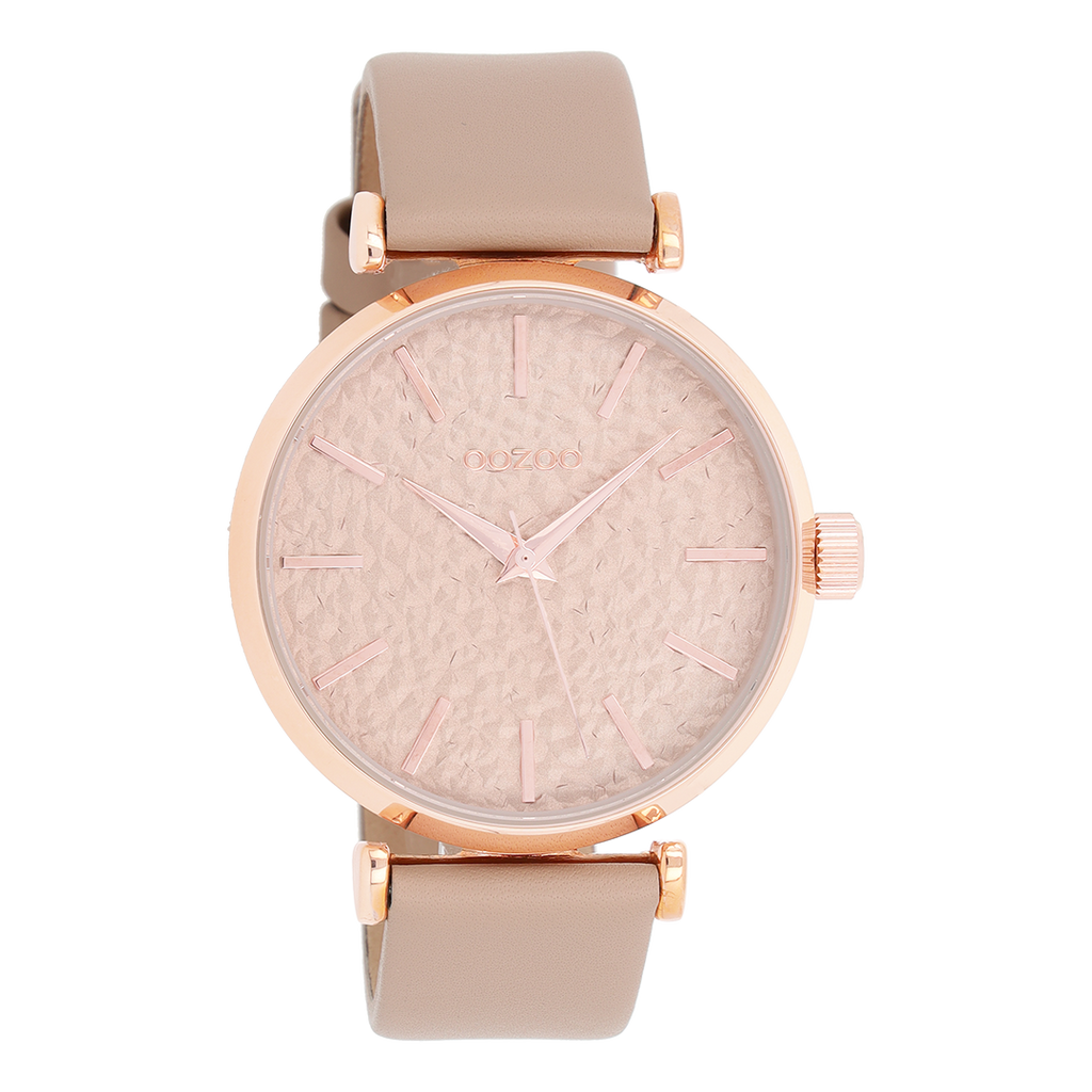 Rose gold coloured OOZOO watch with soft pink leather strap - C9666