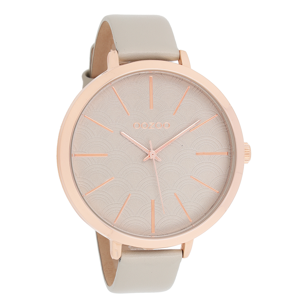 Rose gold coloured OOZOO watch with sand leather strap - C9676