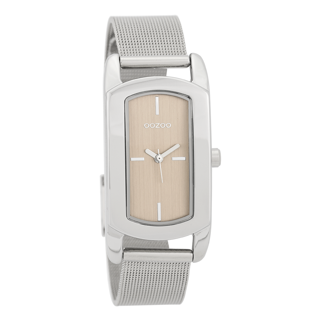 Silver coloured OOZOO watch with silver coloured metal mesh bracelet - C9700